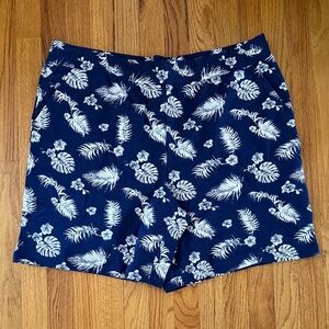 Quacker Factory 1X Navy Blue Tropical Floral Women's Shorts
